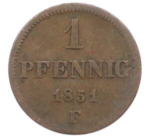 1 пфенниг 1851 года Саксония — Фото №1