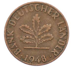 1 пфенниг 1948 года J Западная Германия (ФРГ) — Фото №2