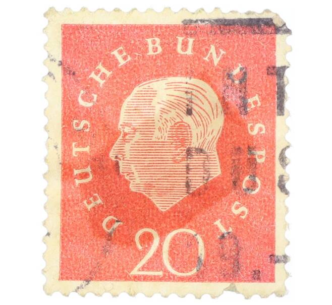 Почтовая марка 20 пфеннигов 1959 года Западная Германия (ФРГ) «Теодор Хойс» (Артикул: P2-0448) — Фото №1