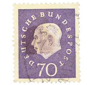 Почтовая марка 70 пфеннигов 1959 года Западная Германия (ФРГ) «Теодор Хойс»