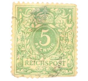 Почтовая марка 5 пфеннигов 1890 года Германия