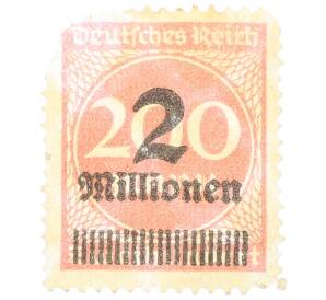 Почтовая марка 2 миллиона марок 1923 года Германия (Надпечатка на 200 марках)