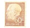 Почтовая марка 60 пфеннигов 1958 года Западная Германия (ФРГ) «Теодор Хойс» (Артикул: P2-0465) — Фото №1