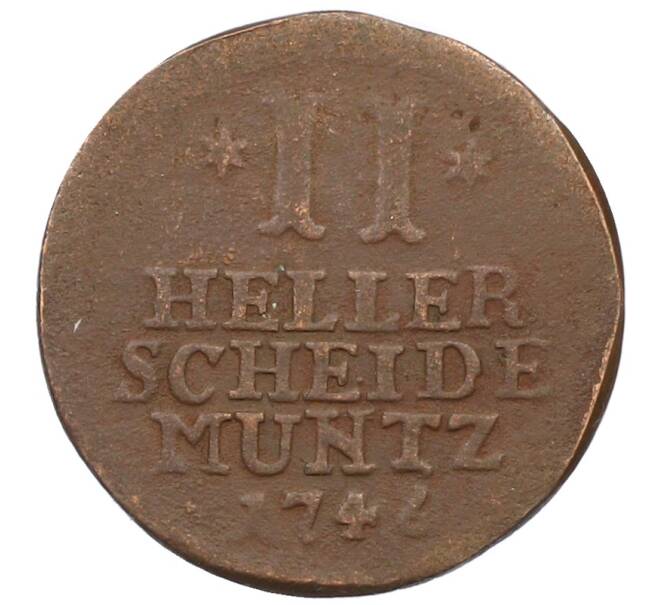 Монета 2 геллера 1742 года Гессен-Кассель (Артикул: K10-7622) — Фото №1