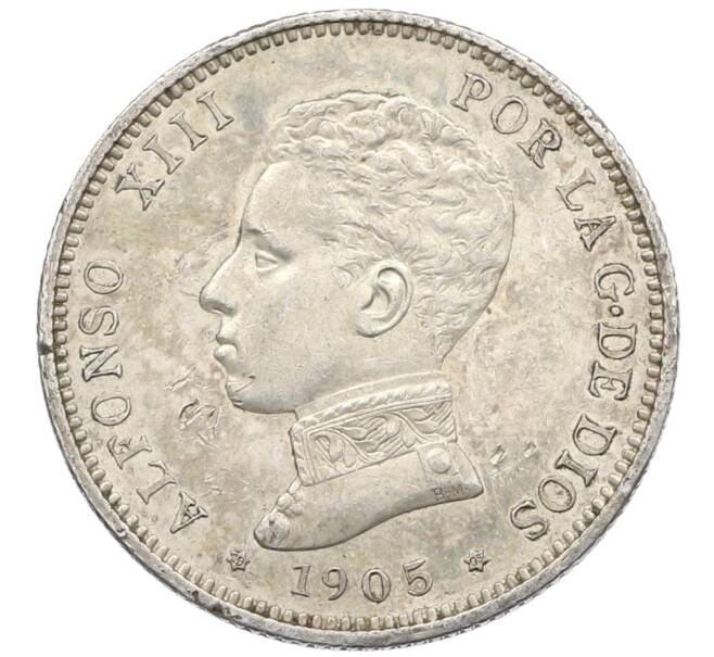 Монета 2 песеты 1905 года Испания (Артикул: K4-0750) — Фото №1