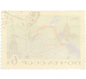 Почтовая марка 6 копеек 1966 года «Волго-балтийский водный путь — Схема» — Фото №2