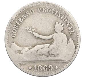 1 песета 1869 года Испания — Фото №1