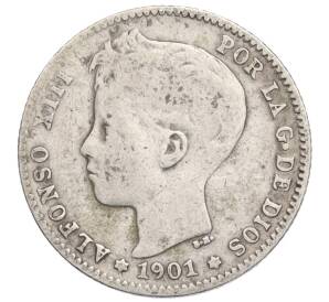 1 песета 1901 года Испания — Фото №1