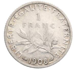 1 франк 1908 года Франция — Фото №1