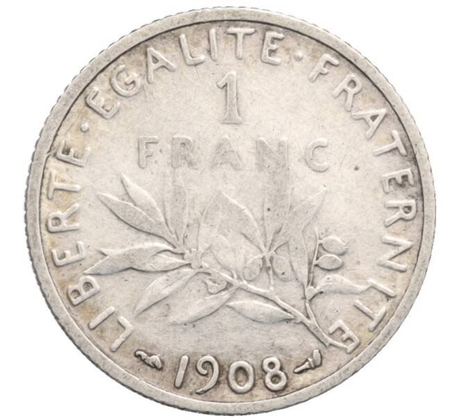 Монета 1 франк 1908 года Франция (Артикул: K4-0846) — Фото №1