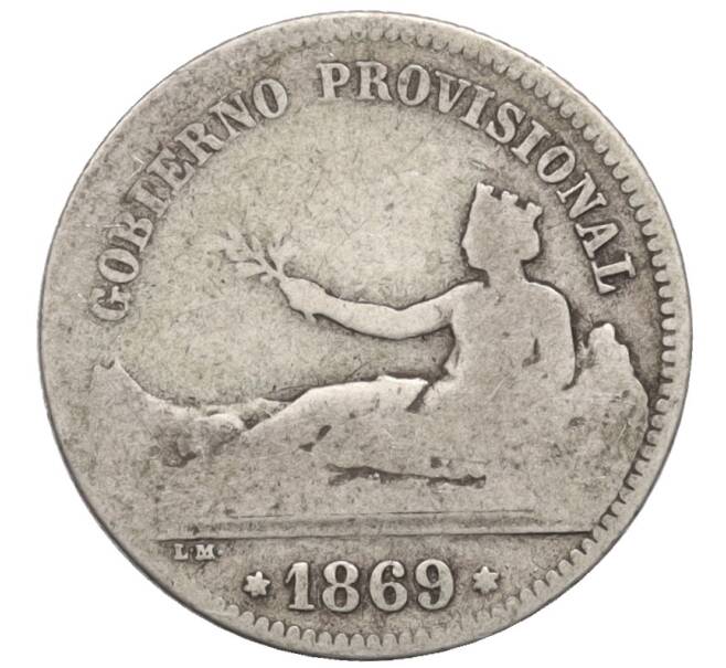 Монета 1 песета 1869 года Испания (Артикул: K4-0848) — Фото №1