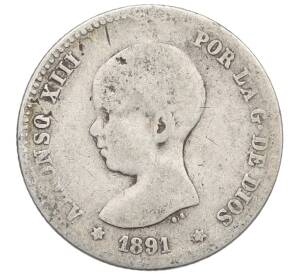 1 песета 1891 года Испания — Фото №2