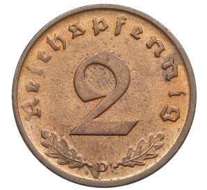 2 рейхспфеннига 1940 года D Германия — Фото №2