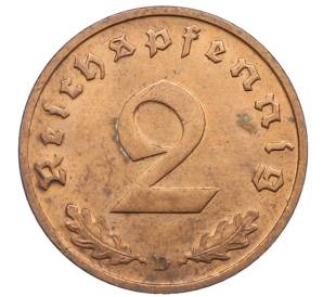 2 рейхспфеннига 1938 года D Германия — Фото №2