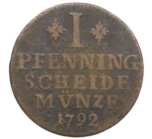 1 пфенниг 1792 года Брауншвейг-Вольфенбюттель — Фото №1