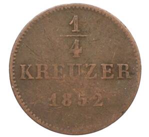 1/4 крейцера 1852 года Шварцбург-Рудольштадт — Фото №1