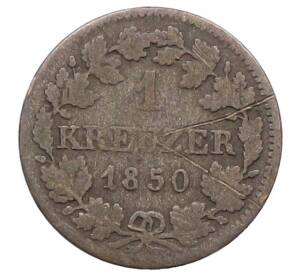 1 крейцер 1850 года Бавария — Фото №1