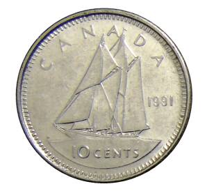 10 центов 1991 года Канада — Фото №1