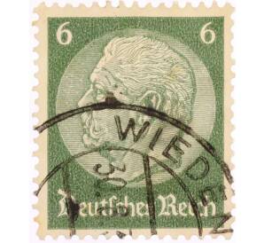 Почтовая марка 6 рейхспфеннигов 1934 года Германия «Гинденбург» — Фото №1