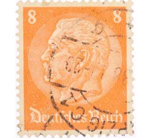 Почтовая марка 8 рейхспфеннигов 1934 года Германия «Гинденбург» — Фото №1