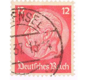 Почтовая марка 12 рейхспфеннигов 1934 года Германия «Гинденбург» — Фото №1