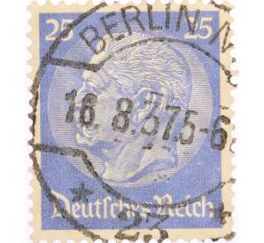 Почтовая марка 25 рейхспфеннигов 1934 года Германия «Гинденбург» — Фото №1