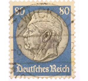 Почтовая марка 80 рейхспфеннигов 1934 года Германия «Гинденбург»