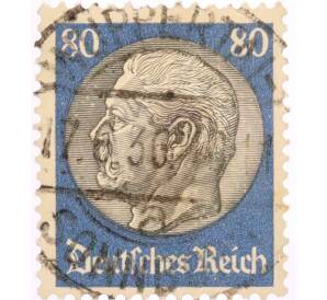 Почтовая марка 80 рейхспфеннигов 1934 года Германия «Гинденбург»