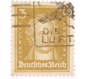 Почтовая марка 3 рейхспфеннига 1926 года Германия «Известные немцы — Иоганн Вольфганг фон Гете» — Фото №1