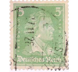 Почтовая марка 5 рейхспфеннигов 1926 года Германия «Известные немцы — Фридрих Шиллер» — Фото №1