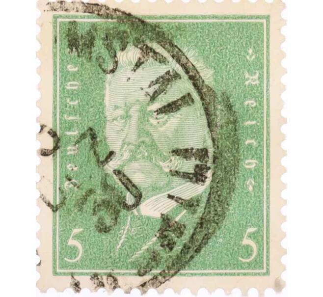 Почтовая марка 5 рейхспфеннигов 1928 года Германия «Пауль фон Гинденбург — второй президент Германии» (Артикул: T11-26008) — Фото №1