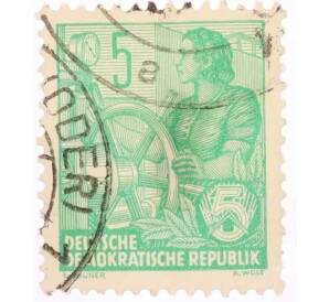 Почтовая марка 5 пфеннигов 1958 года Восточная Германия (ГДР) «Пятилетний план»