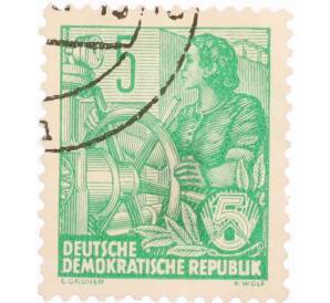 Почтовая марка 5 пфеннигов 1958 года Восточная Германия (ГДР) «Пятилетний план»