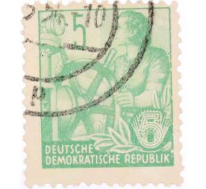 Почтовая марка 5 пфеннигов 1958 года Восточная Германия (ГДР) «Пятилетний план»