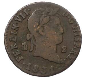 2 мараведи 1831 года Испания — Фото №1