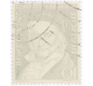 Почтовая марка 10 пфеннигов 1955 года Западная Германия (ФРГ) «Карл Фридрих Гаусс»