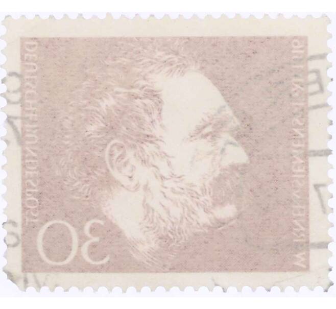 Почтовая марка 30 пфеннигов 1966 года Западная Германия (ФРГ) «150 лет со дня рождения Вернера фон Сименса» (Артикул: T11-26087) — Фото №2