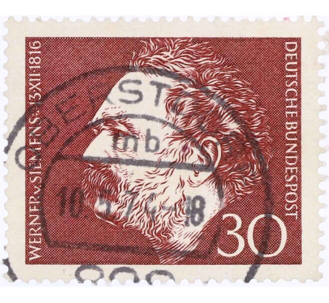Почтовая марка 30 пфеннигов 1966 года Западная Германия (ФРГ) «150 лет со дня рождения Вернера фон Сименса» (Артикул: T11-26088) — Фото №1