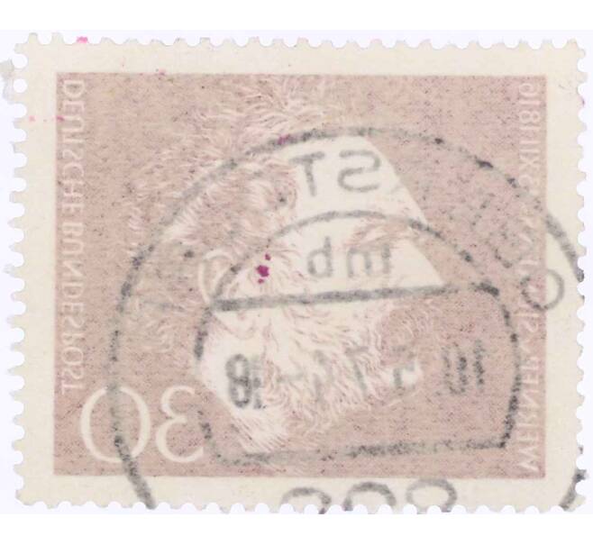 Почтовая марка 30 пфеннигов 1966 года Западная Германия (ФРГ) «150 лет со дня рождения Вернера фон Сименса» (Артикул: T11-26088) — Фото №2