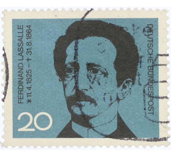 Почтовая марка 20 пфеннигов 1964 года Западная Германия (ФРГ) «Фердинанд Лассаль» (Артикул: T11-26091) — Фото №1