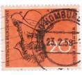 Почтовая марка 20 пфеннигов 1958 года Западная Германия (ФРГ) «Вильгельм Буш» (Артикул: T11-26099) — Фото №1