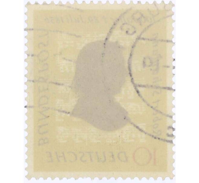 Почтовая марка 10 пфеннигов 1956 года Западная Германия (ФРГ) «Роберт Шуман» (Артикул: T11-26105) — Фото №2