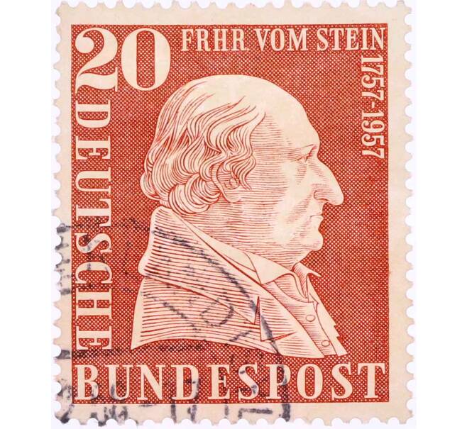 Почтовая марка 20 пфеннигов 1957 года Западная Германия (ФРГ) «200-летие со дня рождения барона фон Штейна» (Артикул: T11-26107) — Фото №1