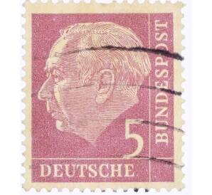 Почтовая марка 5 пфеннигов 1954 года Западная Германия (ФРГ) «Теодор Хойс»