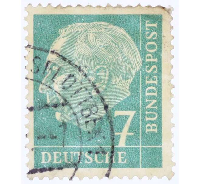 Почтовая марка 7 пфеннигов 1954 года Западная Германия (ФРГ) «Теодор Хойс» (Артикул: T11-26118) — Фото №1