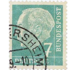 Почтовая марка 7 пфеннигов 1954 года Западная Германия (ФРГ) «Теодор Хойс» — Фото №1
