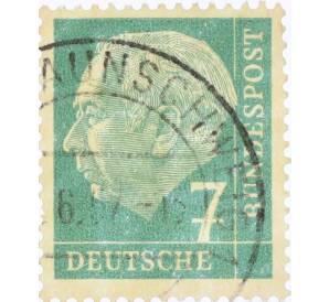 Почтовая марка 7 пфеннигов 1954 года Западная Германия (ФРГ) «Теодор Хойс» — Фото №1