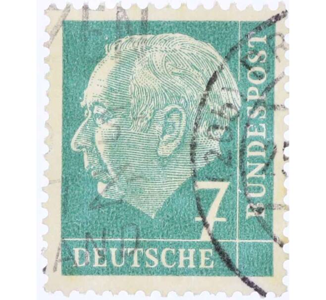 Почтовая марка 7 пфеннигов 1954 года Западная Германия (ФРГ) «Теодор Хойс» (Артикул: T11-26126) — Фото №1