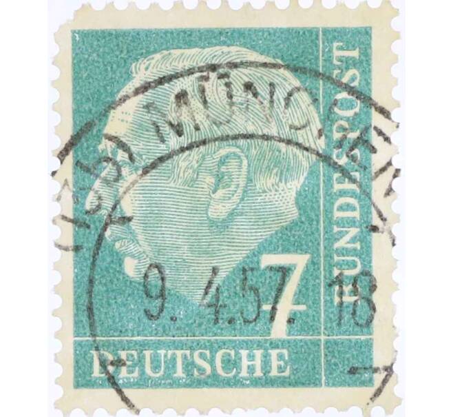 Почтовая марка 7 пфеннигов 1954 года Западная Германия (ФРГ) «Теодор Хойс» (Артикул: T11-26128) — Фото №1