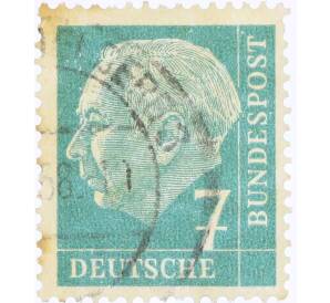 Почтовая марка 7 пфеннигов 1954 года Западная Германия (ФРГ) «Теодор Хойс» — Фото №1